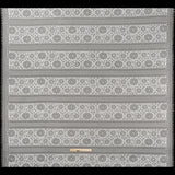 Corded Lace with Eyelash Fringe Edges - Ivory Floral and Geometric Stripes