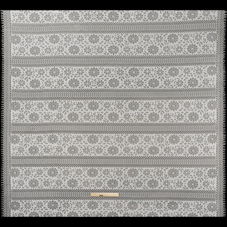 Corded Lace with Eyelash Fringe Edges - Ivory Floral and Geometric Stripes