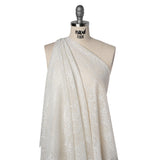 Corded Lace with Eyelash Fringe Edges - Ivory Floral and Geometric Stripes