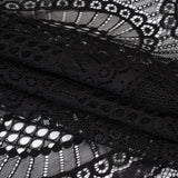 Corded Lace with Scalloped Fringe Edges - Black Geometric Lozenges