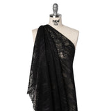 Corded Lace with Scalloped Fringe Edges - Black Geometric Lozenges