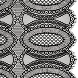 Corded Lace with Scalloped Fringe Edges - Black Geometric Lozenges