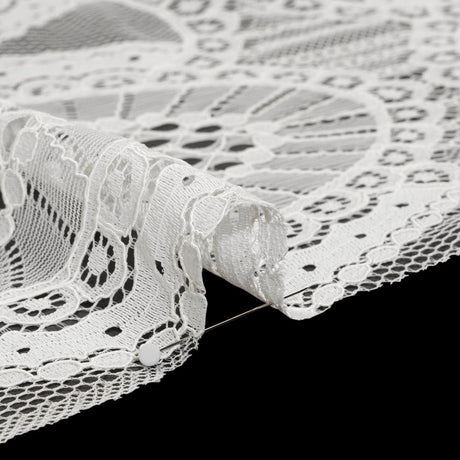 Corded Lace with Scalloped Fringe Edges - Ivory Geometric Lozenges