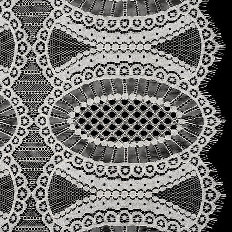 Corded Lace with Scalloped Fringe Edges - Ivory Geometric Lozenges