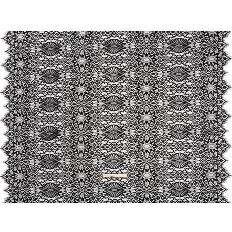 Corded Lace with Finished Edges - Black Fanciful Floral Ogees