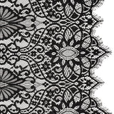 Corded Lace with Finished Edges - Black Fanciful Floral Ogees