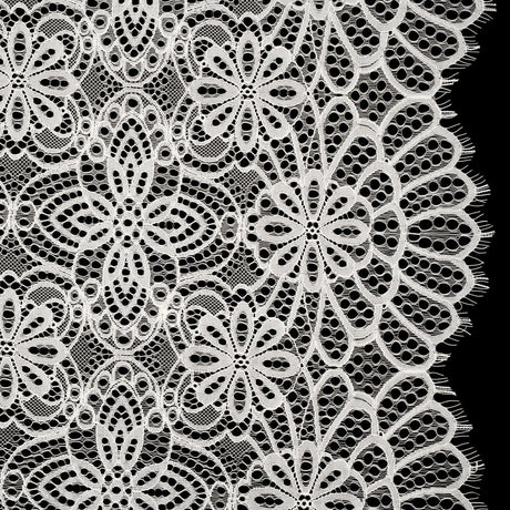 Corded Lace with Finished Edges - Ivory Radiant Floral