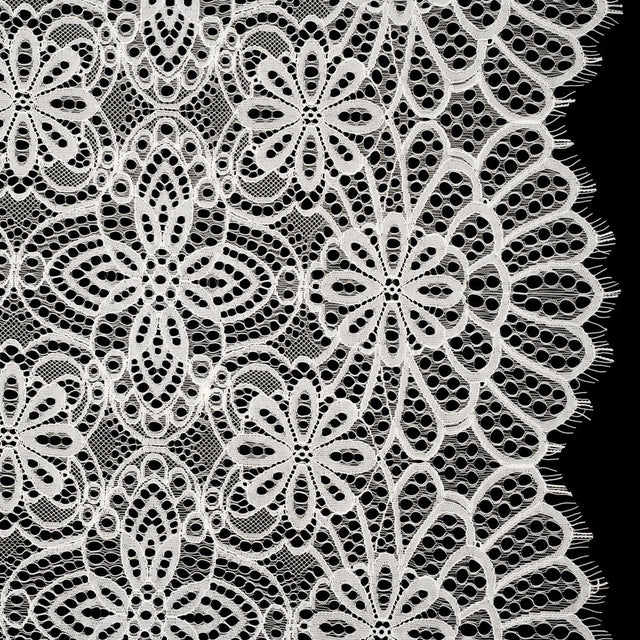 Corded Lace with Finished Edges - Ivory Radiant Floral