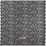 Corded Lace Panel with Finished Scalloped Edges - Black Leafy Stems