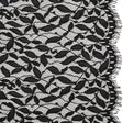 Corded Lace Panel with Finished Scalloped Edges - Black Leafy Stems