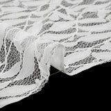 Corded Lace Panel with Finished Scalloped Edges - Ivory Leafy Stems