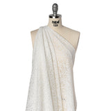 Corded Lace Panel with Finished Edges - Ivory Flowers, Dots and Wavy Lines