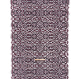 Corded Lace Narrow Panel with Finished Edges - Blue and Raspberry Rose Flowers, Dots and Wavy Lines