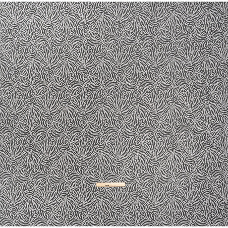 Fine Raschel Lace with Wavy Finished Edges - Black Abstracted Leaves