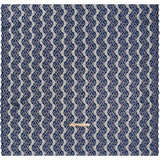 Raschel Lace with Organic Finished Edges - Black and Surf Blue Abstract Wavy Stripes
