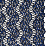 Raschel Lace with Organic Finished Edges - Black and Surf Blue Abstract Wavy Stripes