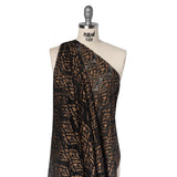 Raschel Lace with Organic Finished Edges - Black and Nude Abstract Wavy Stripes