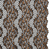 Raschel Lace with Organic Finished Edges - Black and Nude Abstract Wavy Stripes