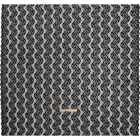 Raschel Lace with Organic Finished Edges - Black Abstract Wavy Stripes