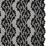 Raschel Lace with Organic Finished Edges - Black Abstract Wavy Stripes