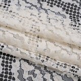 Raschel Lace with Organic Finished Edges - Ivory Abstract Wavy Stripes