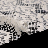 Raschel Lace with Organic Finished Edges - Ivory Abstract Wavy Stripes