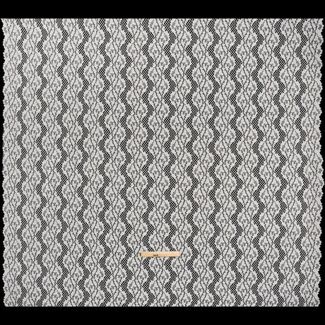 Raschel Lace with Organic Finished Edges - Ivory Abstract Wavy Stripes