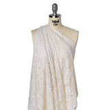 Raschel Lace with Organic Finished Edges - Ivory Abstract Wavy Stripes