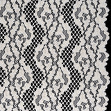 Raschel Lace with Organic Finished Edges - Ivory Abstract Wavy Stripes
