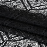 Raschel Lace Panel with Finished Edges - Black Geometric and Floral