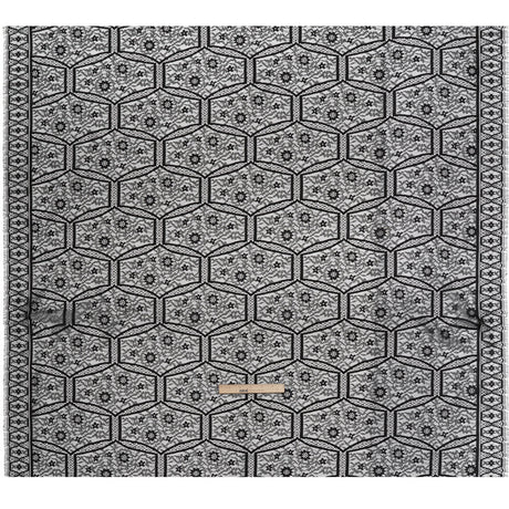 Raschel Lace Panel with Finished Edges - Black Geometric and Floral