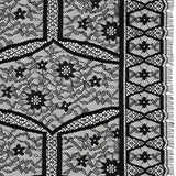 Raschel Lace Panel with Finished Edges - Black Geometric and Floral