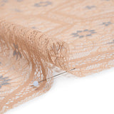 Raschel Lace Panel with Finished Edges - Sand and Steel Blue Geometric and Floral