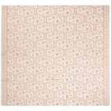 Raschel Lace Panel with Finished Edges - Sand and Steel Blue Geometric and Floral