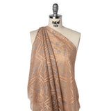 Raschel Lace Panel with Finished Edges - Sand and Steel Blue Geometric and Floral