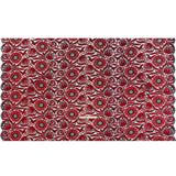 Raschel Lace Panel with Finished Edges - Black and Red Bold Daisies and Leaves