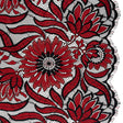 Raschel Lace Panel with Finished Edges - Black and Red Bold Daisies and Leaves