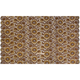 Raschel Lace Panel with Finished Edges - Chestnut, Brown, and Buttercup Bold Daisies and Leaves