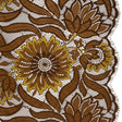 Raschel Lace Panel with Finished Edges - Chestnut, Brown, and Buttercup Bold Daisies and Leaves