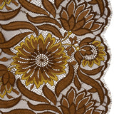 Raschel Lace Panel with Finished Edges - Chestnut, Brown, and Buttercup Bold Daisies and Leaves