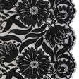 Raschel Lace Panel with Finished Edges - Black Bold Daisies and Leaves