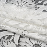 Raschel Lace Panel with Finished Edges - Ivory Bold Daisies and Leaves