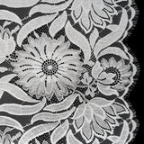 Raschel Lace Panel with Finished Edges - Ivory Bold Daisies and Leaves