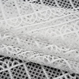 Raschel Lace Panel with Finished Edges - Ivory Geometric Rows of Windows