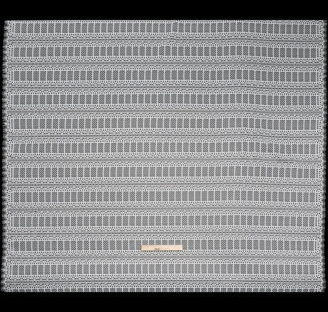 Raschel Lace Panel with Finished Edges - Ivory Geometric Rows of Windows