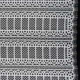 Raschel Lace Panel with Finished Edges - Ivory Geometric Rows of Windows