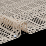 Raschel Lace Panel with Finished Edges - Tea Stain Geometric Rows of Windows