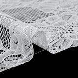 Corded Raschel Lace Panel with Finished Edges - Ivory Big Flowers on Diamond Net