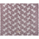 Corded Raschel Lace Panel with Finished Edges - Plum and Burnished Lilac Big Flowers on Diamond Net