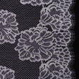 Corded Raschel Lace Panel with Finished Edges - Lavender and Ivory Big Flowers on Diamond Net